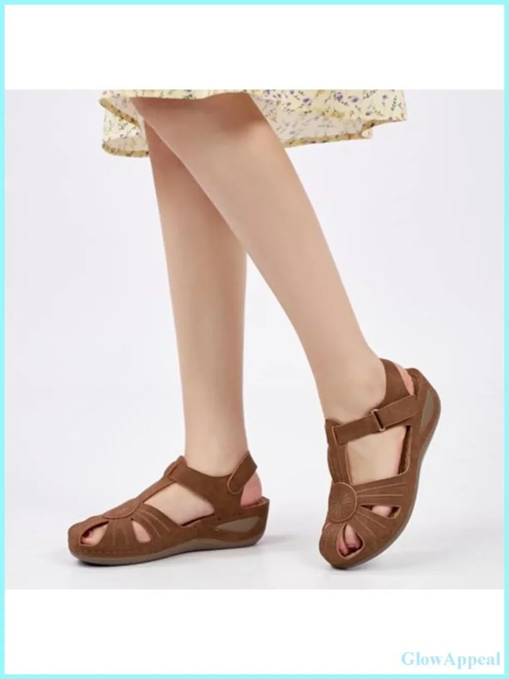 Womens Closed Toe Wedge Sandals Faux Leather Comfortable Platform Sandals